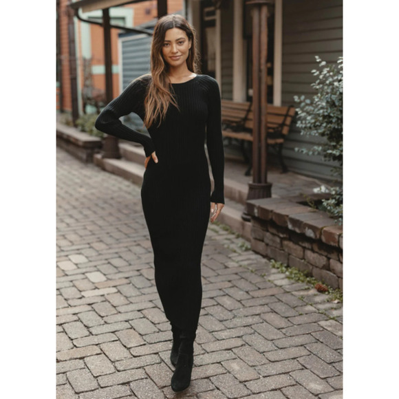 The Normal Brand Dresses & Skirts - $150 The Normal Brand Rib Dress 100 Cotton Ava Black Maxi LongSleeve Bodycon XL